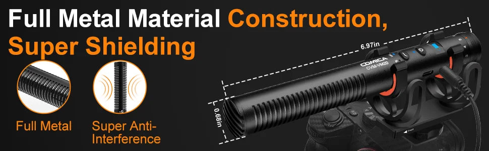 COMICA VM20 Shotgun Microphone, Professional Super Cardioid Microphone with Shock Mount, Camera Microphone For Video Record