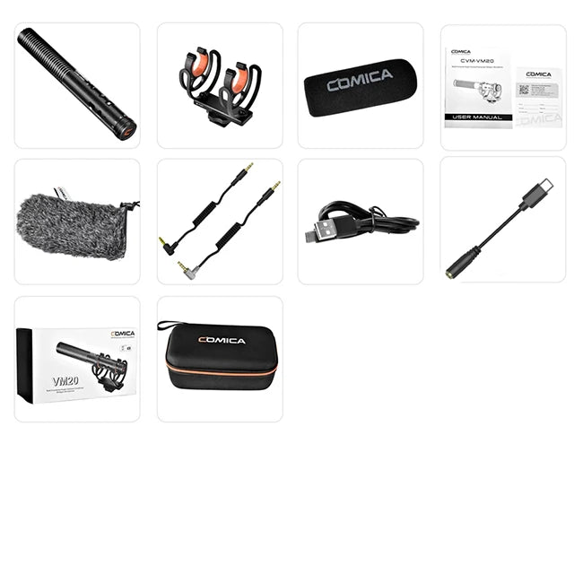 COMICA VM20 Shotgun Microphone, Professional Super Cardioid Microphone with Shock Mount, Camera Microphone For Video Record