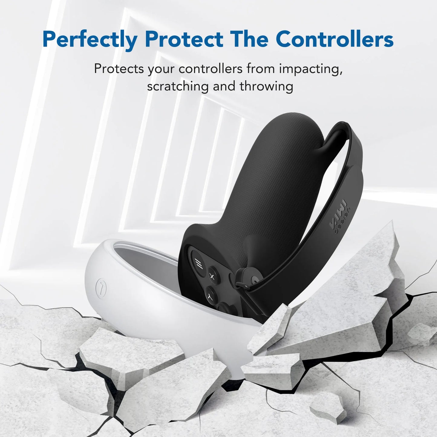 KIWI design Anti-Throw Touch Controller Grips for Oculus Quest 2 With Silicone Protective Ring Cover VR Accessories