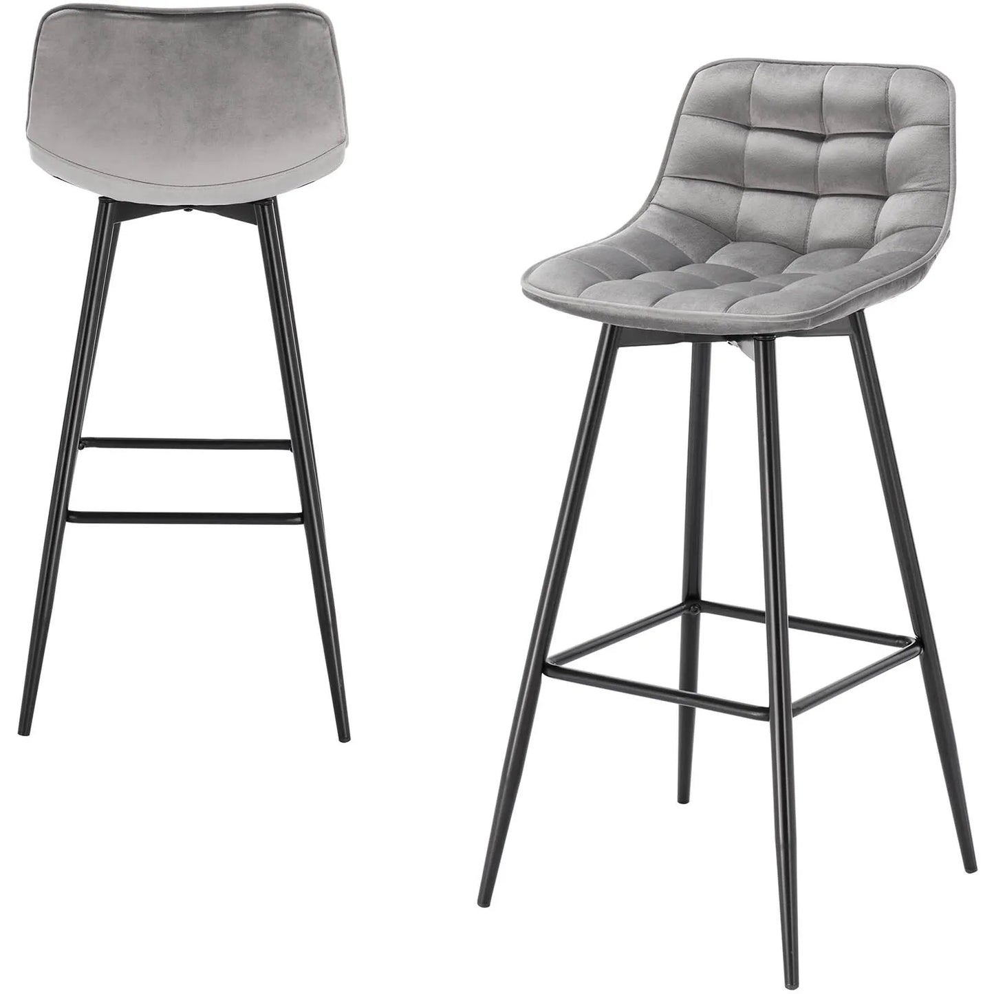 WOLTU 2PCs/set Designer Bar Stool High Chair for Bar Bistro leather/Velvet Seat with Footrest Metal Frame Household Bar Chairs