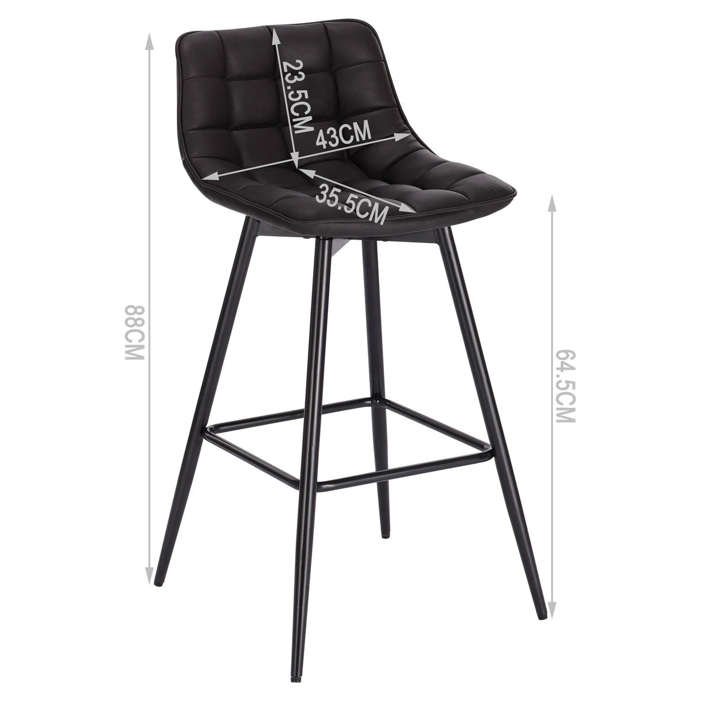 WOLTU 2PCs/set Designer Bar Stool High Chair for Bar Bistro leather/Velvet Seat with Footrest Metal Frame Household Bar Chairs