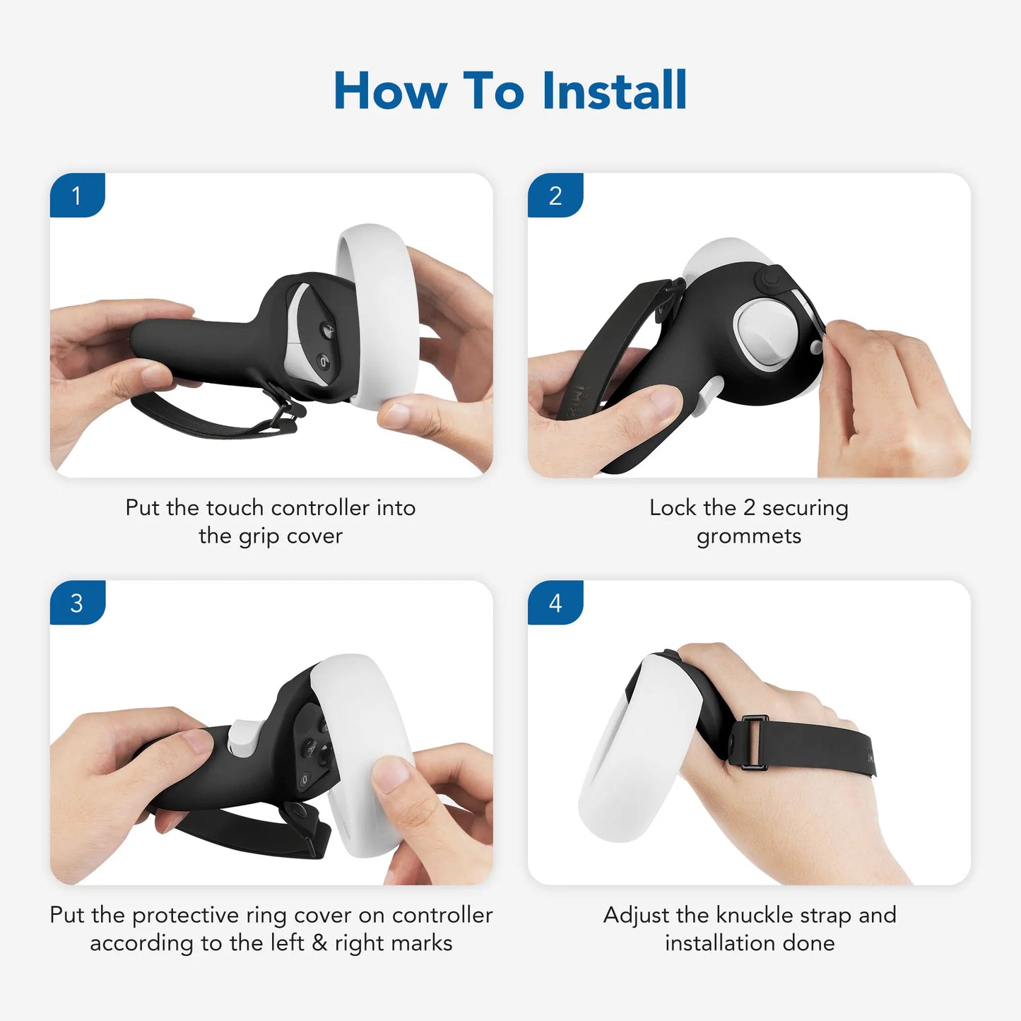 KIWI design Anti-Throw Touch Controller Grips for Oculus Quest 2 With Silicone Protective Ring Cover VR Accessories