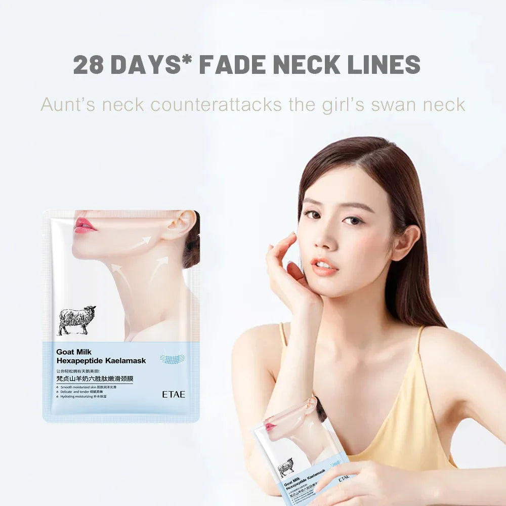 Goat Milk Six Peptides Neck Mask Collagen Firming Necks skincare Mask Beauty Moisturizing Lift Firming Neck Skin Care Mask 5PCS