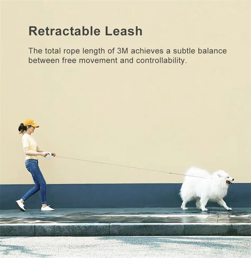 Moestar UFO Retractable Leash 2 Lite Metal Buckle Anti-Slip Handle One-handed Brake Pause Lock Leash for Small & Medium Size Dog