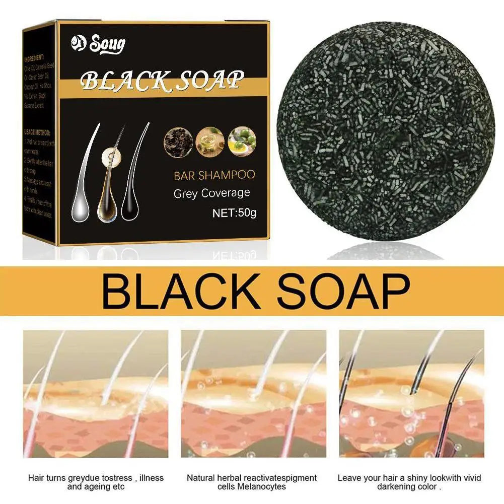 3pcs Hair Shampoo Soap Polygonum Multiflorum Shampoo Soaps Cover Gray Hair Shampoo Soap To Dye Canas Black Shampoo Bar Soap