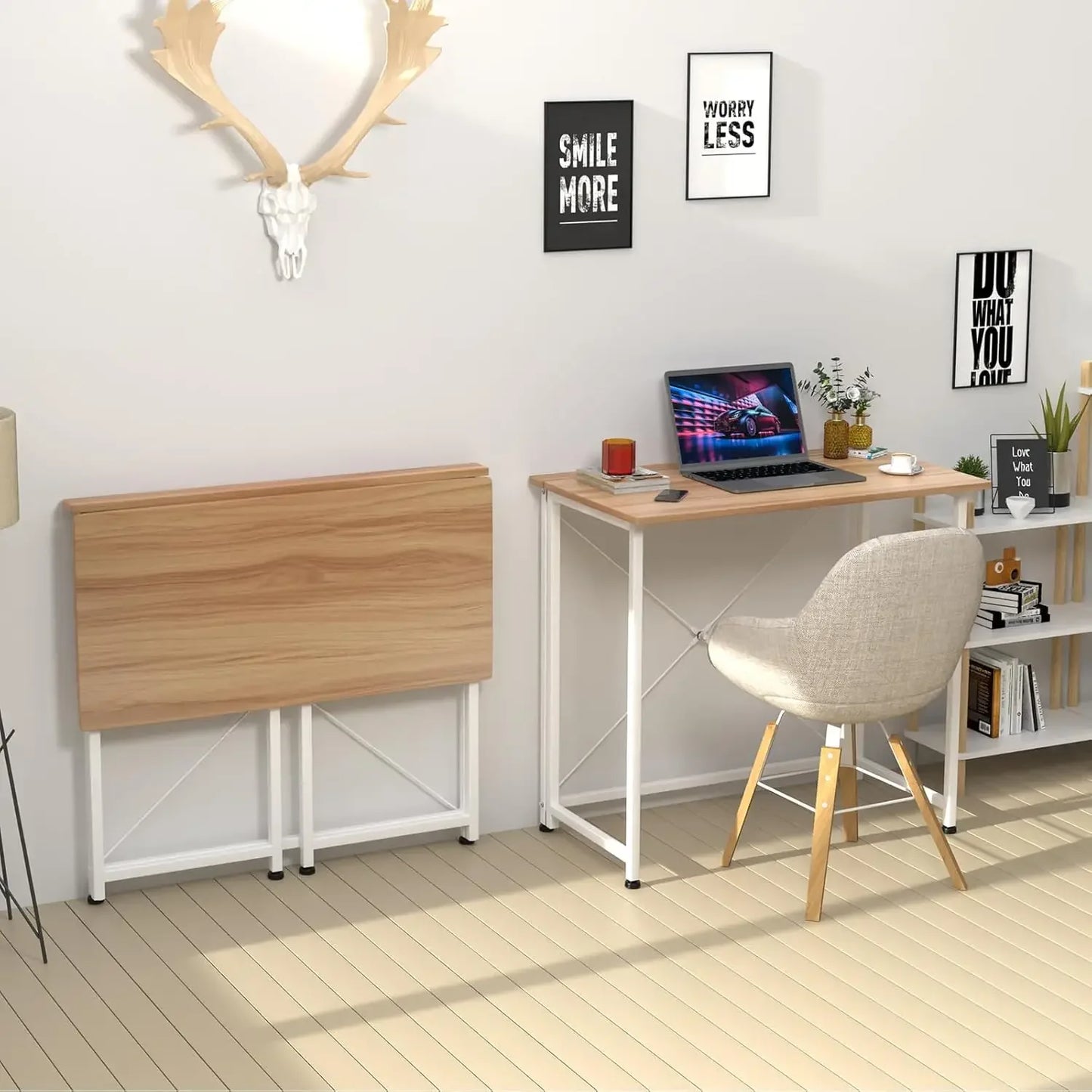 Folding Desk Small Foldable Desk for Small Space, 31.5 Inches Writing Computer Desks in Study, Home Office Foldable Office Desks