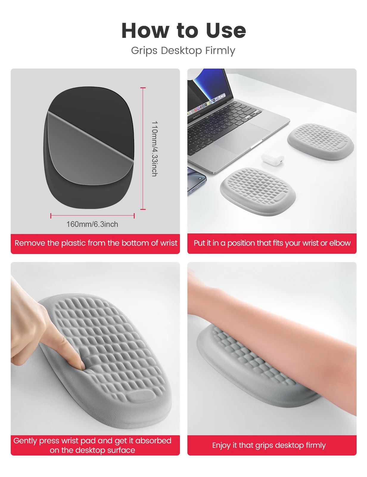 Ergonomic Wrist Rest Pad Armrest Pad Elbow Rest Pad Relief Elbow Pain Computer Armrest Arm Wrist Rest Support Mouse Pad for Desk