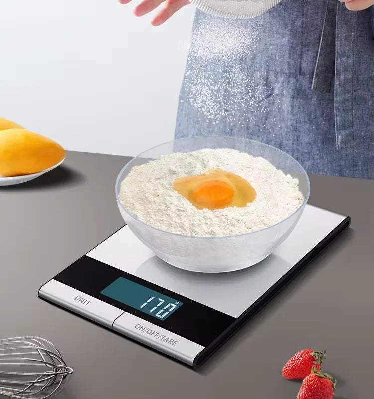 Food Scale -22lb Digital Kitchen Scale for Food Ounces Grams Rechargeable 304 Stainless Steel,Batteries and Type-C Charging