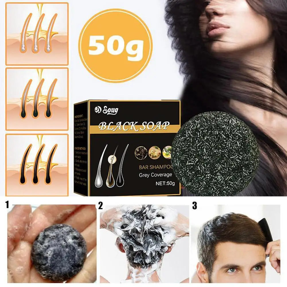 3pcs Hair Shampoo Soap Polygonum Multiflorum Shampoo Soaps Cover Gray Hair Shampoo Soap To Dye Canas Black Shampoo Bar Soap