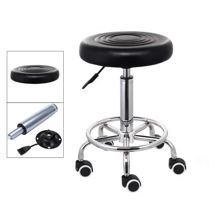 360° Rotatory Hairdressing Chair Bar Stool PU Leather Swivel Lift Adjustable Breakfast Chair for Beautician Manicure Nail Salon