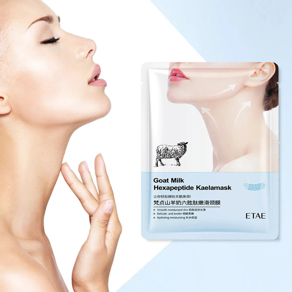 Goat Milk Six Peptides Neck Mask Collagen Firming Necks skincare Mask Beauty Moisturizing Lift Firming Neck Skin Care Mask 5PCS