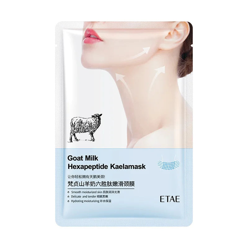 Goat Milk Six Peptides Neck Mask Collagen Firming Necks skincare Mask Beauty Moisturizing Lift Firming Neck Skin Care Mask 5PCS