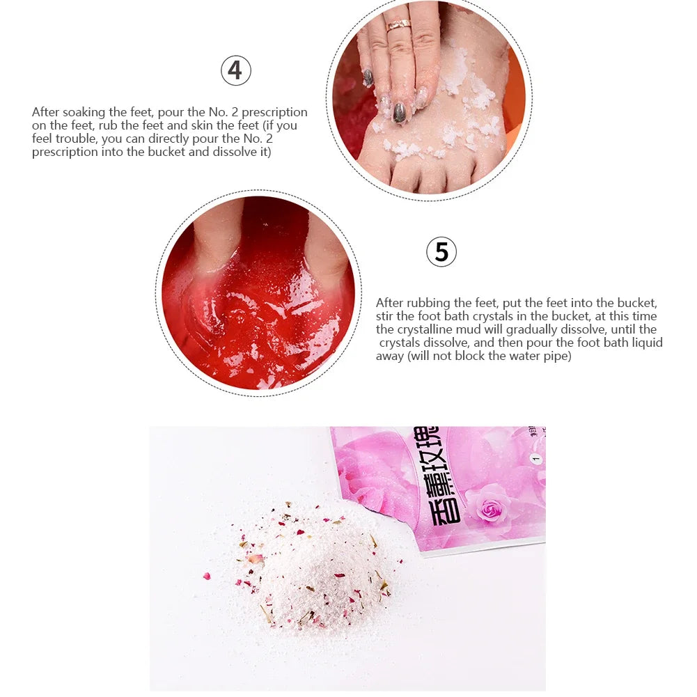 10pcs Rose Bubble Bath Powder Foot Bath Crystal Foot Bath Crystal Mud Body Foot Salt SPA Exfoliation Bath Mud Spa Pedicure