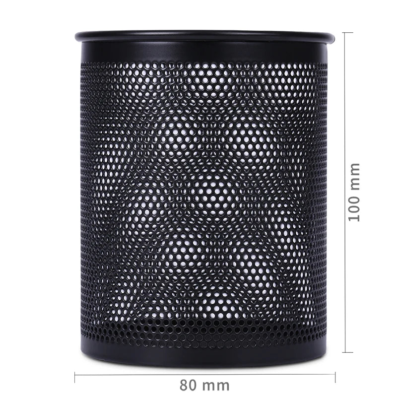 Deli Pencil Holder Office Desk Metal Mesh Square Round Pen Pot Cup Case Container Organiser Durable Pencil Case