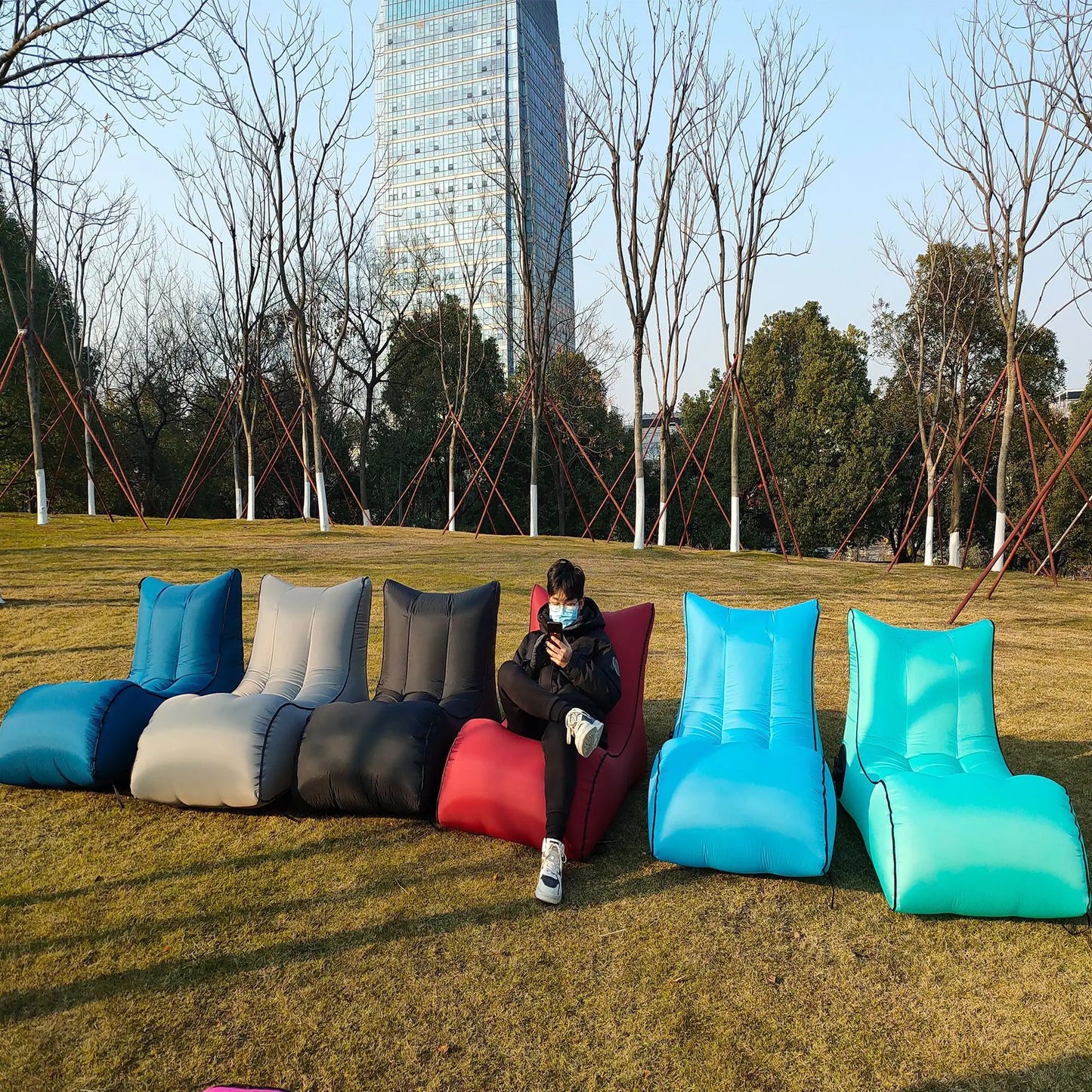 Adult Garden Automatic Inflatable Sofa Single-person Camping Air Mattresses Portable Ourdoor Sleeping Bed Comfort Travel Sofa