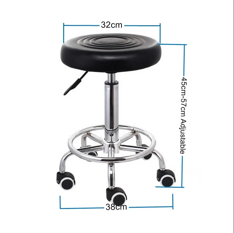 360° Rotatory Hairdressing Chair Bar Stool PU Leather Swivel Lift Adjustable Breakfast Chair for Beautician Manicure Nail Salon
