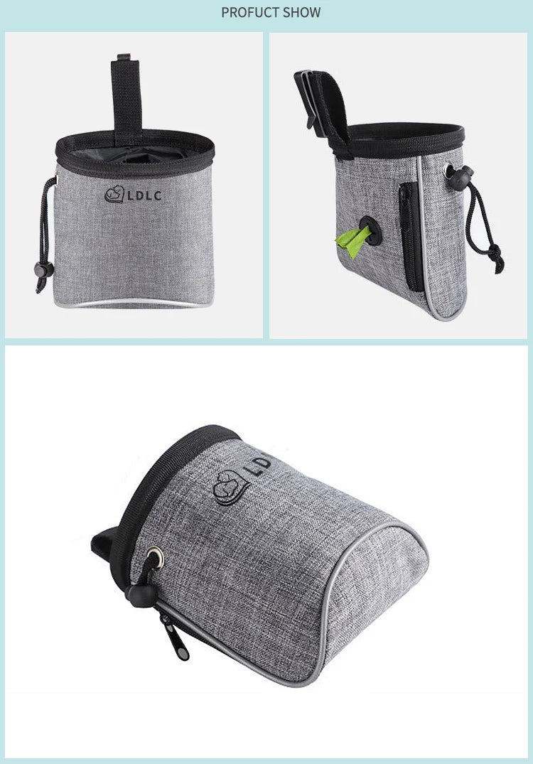 Dog Treat Training Pouch Easily Carries Pet Toys, Kibble, Treats Built In Poop Bag Dispenser Outdoor Dog Trainings Bag
