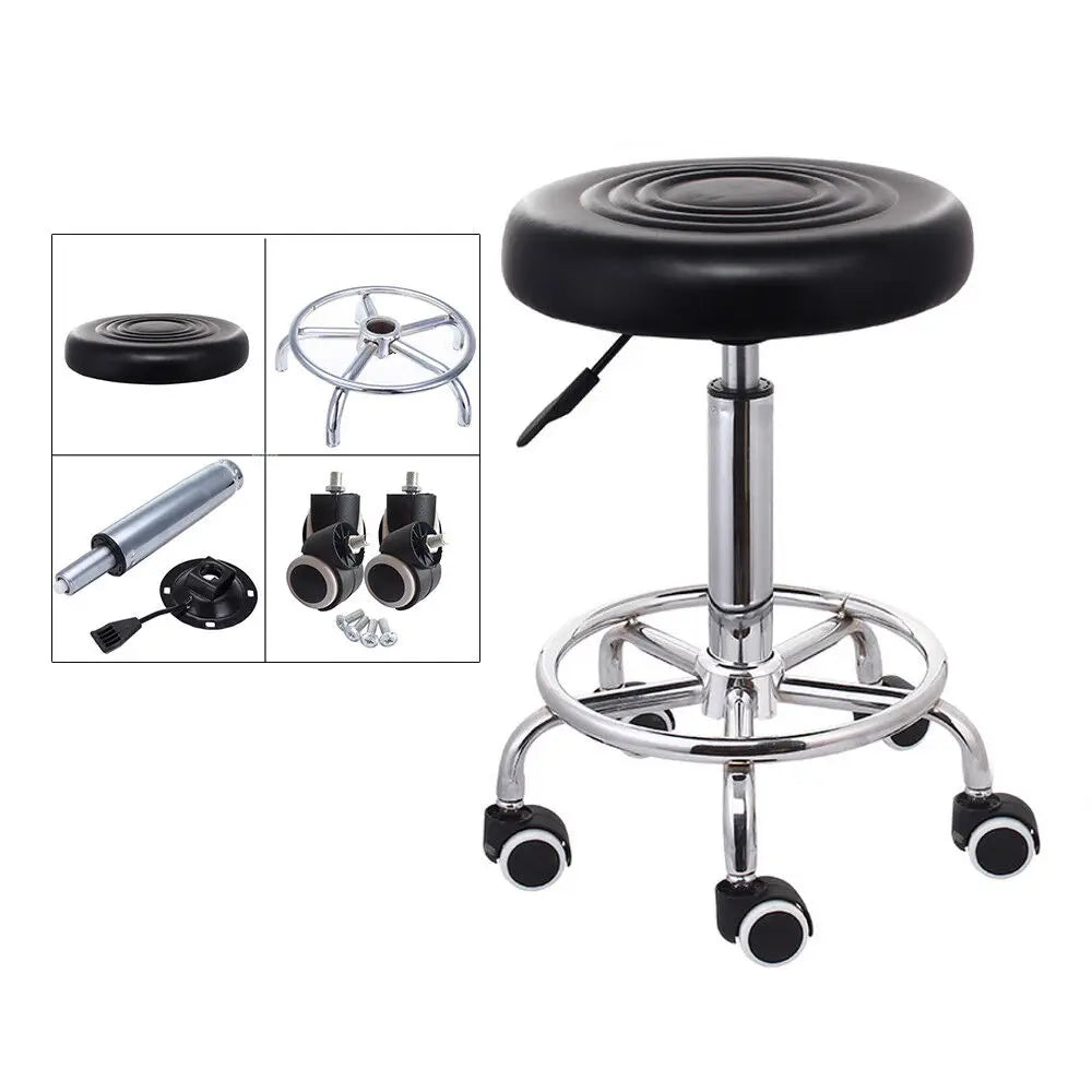 360° Rotatory Hairdressing Chair Bar Stool PU Leather Swivel Lift Adjustable Breakfast Chair for Beautician Manicure Nail Salon