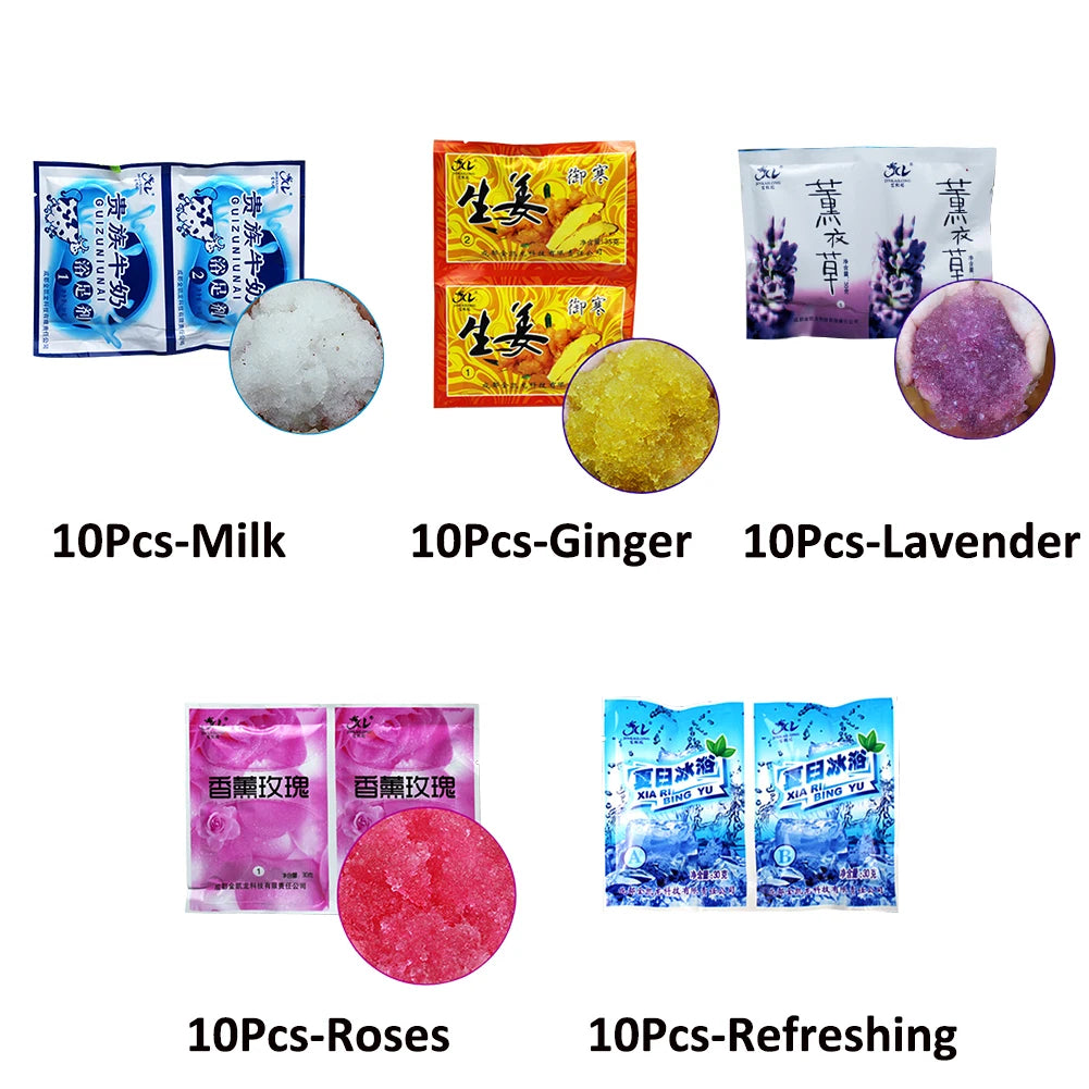 10pcs Rose Bubble Bath Powder Foot Bath Crystal Foot Bath Crystal Mud Body Foot Salt SPA Exfoliation Bath Mud Spa Pedicure