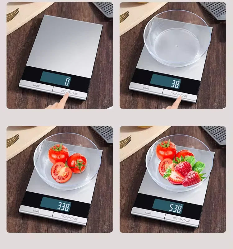 Food Scale -22lb Digital Kitchen Scale for Food Ounces Grams Rechargeable 304 Stainless Steel,Batteries and Type-C Charging