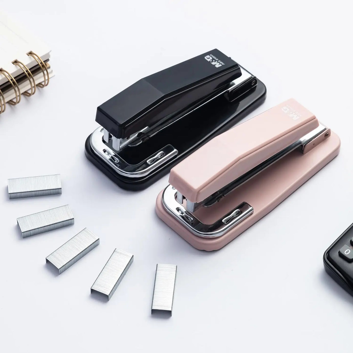 360 Rotation Design Desktop Stapler Portable Stapler with 25 Sheet Capacity Two Binding Modes Black/White/Blue/Green/Pink