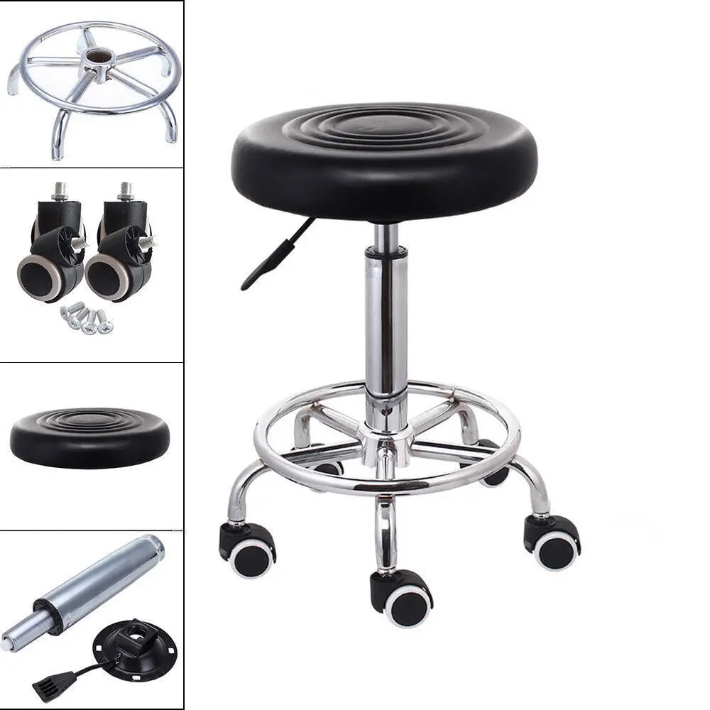 360° Rotatory Hairdressing Chair Bar Stool PU Leather Swivel Lift Adjustable Breakfast Chair for Beautician Manicure Nail Salon
