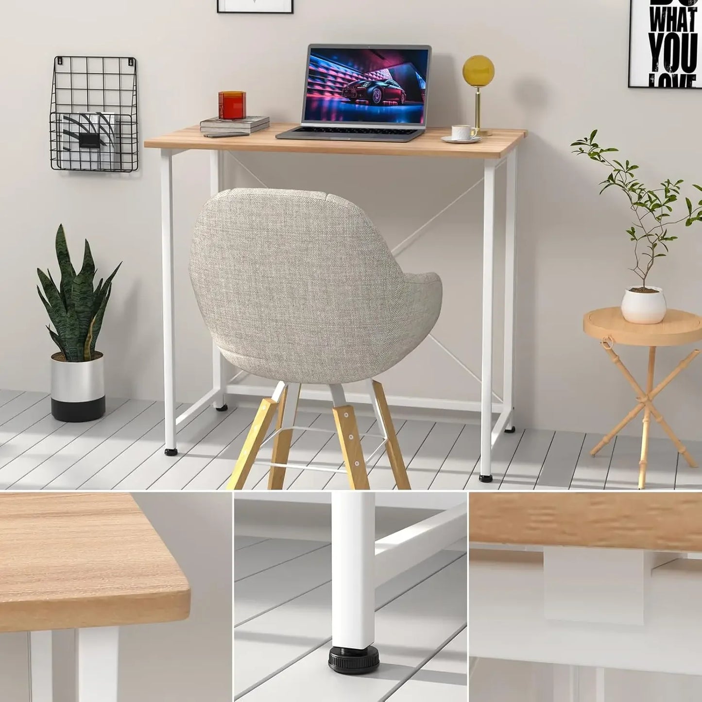 Folding Desk Small Foldable Desk for Small Space, 31.5 Inches Writing Computer Desks in Study, Home Office Foldable Office Desks