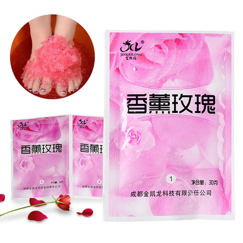 10pcs Rose Bubble Bath Powder Foot Bath Crystal Foot Bath Crystal Mud Body Foot Salt SPA Exfoliation Bath Mud Spa Pedicure