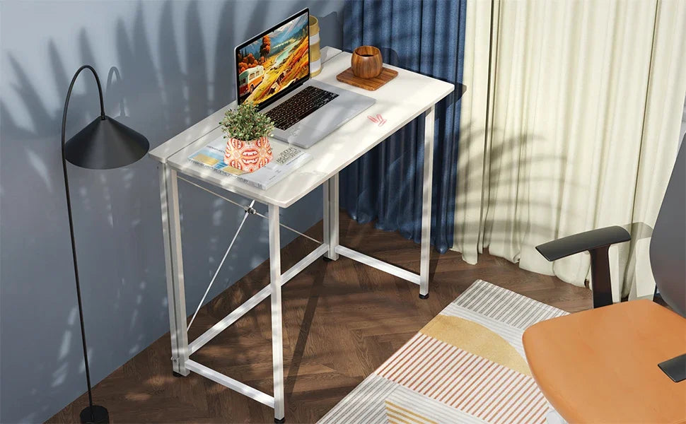 Folding Desk Small Foldable Desk for Small Space, 31.5 Inches Writing Computer Desks in Study, Home Office Foldable Office Desks