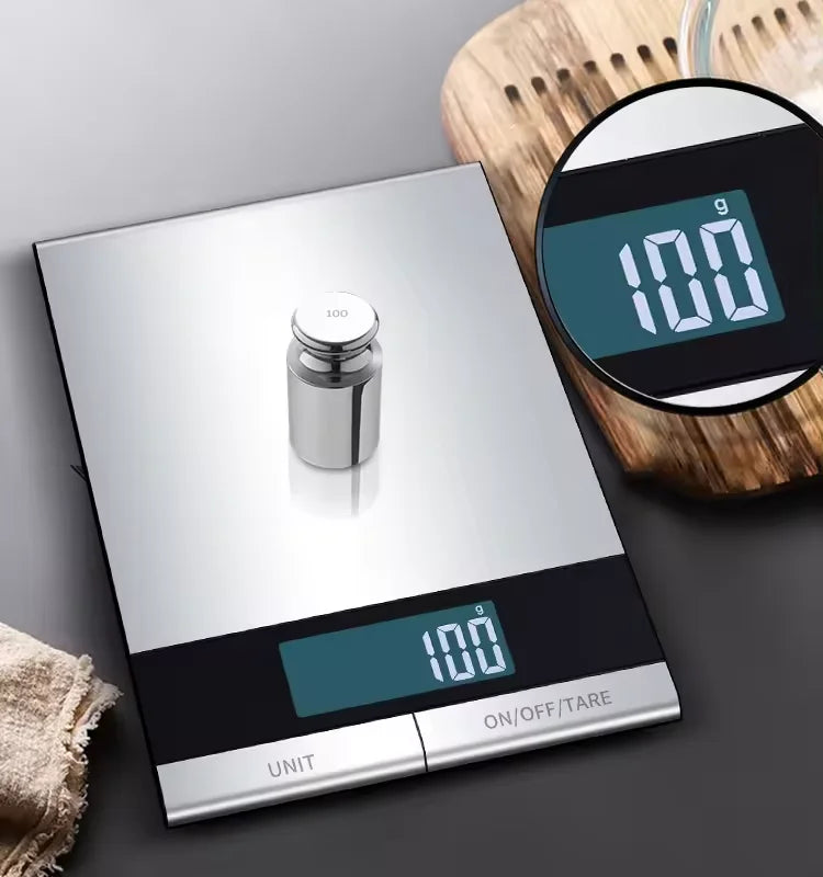 Food Scale -22lb Digital Kitchen Scale for Food Ounces Grams Rechargeable 304 Stainless Steel,Batteries and Type-C Charging