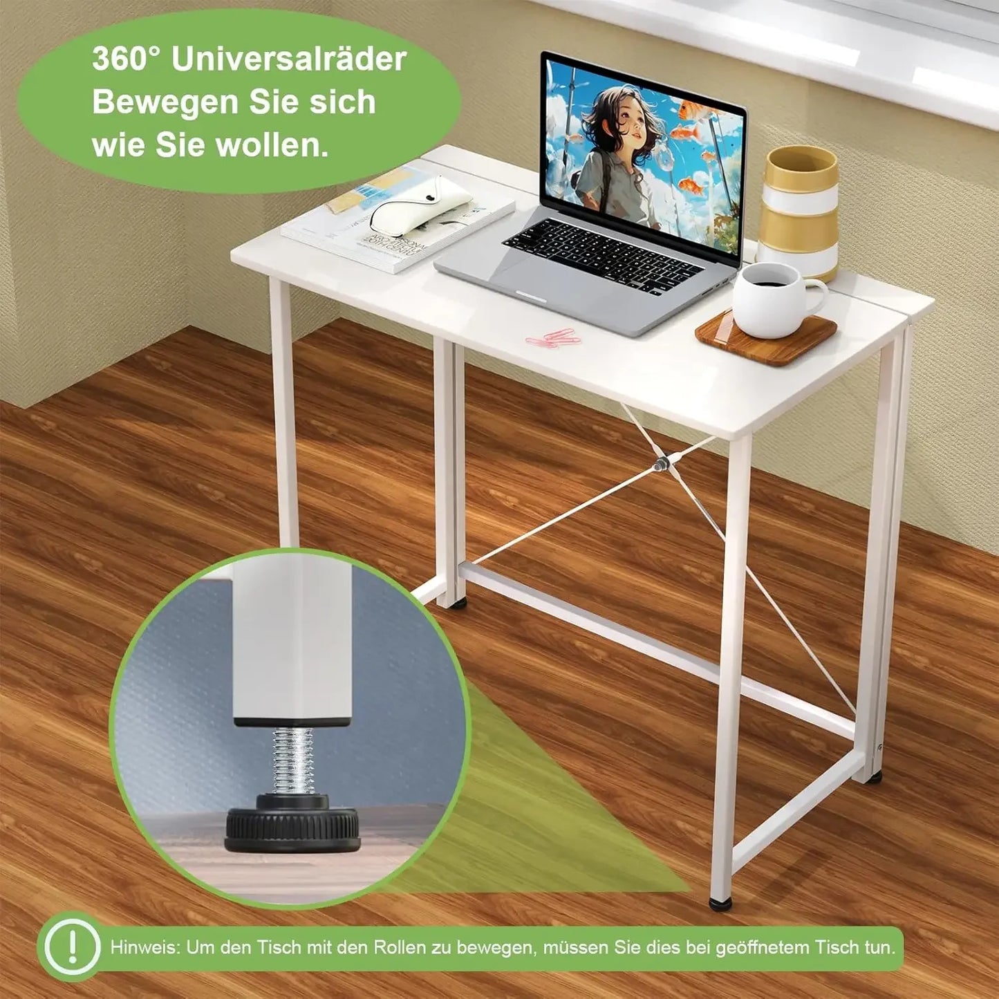 Folding Desk Small Foldable Desk for Small Space, 31.5 Inches Writing Computer Desks in Study, Home Office Foldable Office Desks