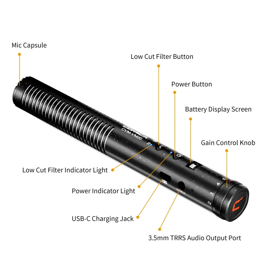 COMICA VM20 Shotgun Microphone, Professional Super Cardioid Microphone with Shock Mount, Camera Microphone For Video Record