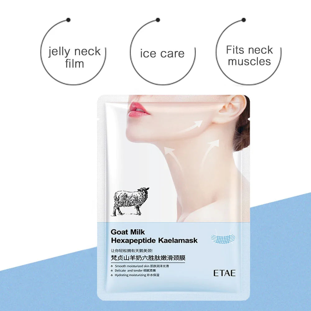Goat Milk Six Peptides Neck Mask Collagen Firming Necks skincare Mask Beauty Moisturizing Lift Firming Neck Skin Care Mask 5PCS