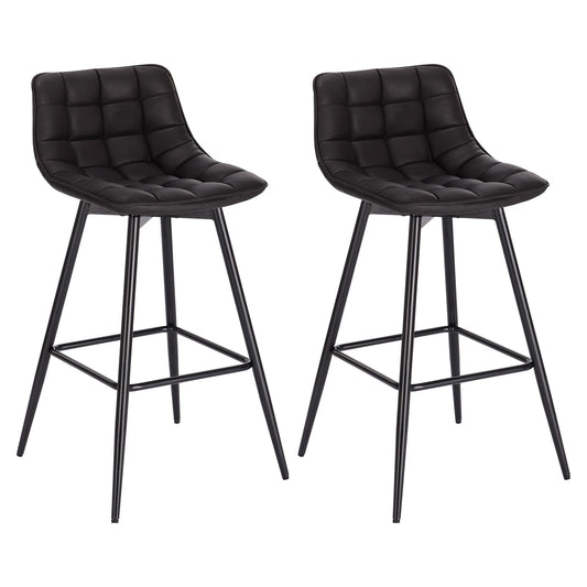 WOLTU 2PCs/set Designer Bar Stool High Chair for Bar Bistro leather/Velvet Seat with Footrest Metal Frame Household Bar Chairs