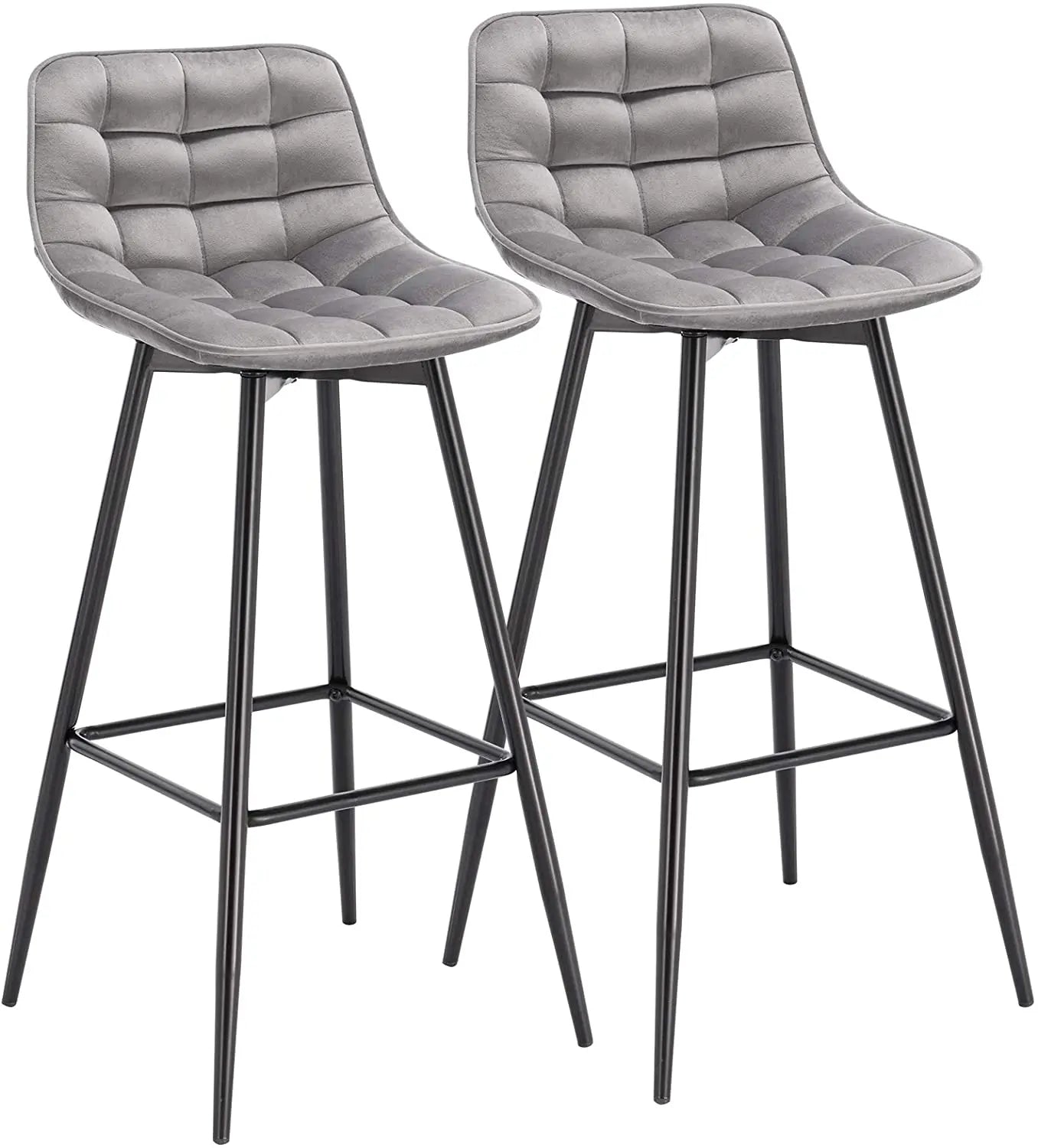 WOLTU 2PCs/set Designer Bar Stool High Chair for Bar Bistro leather/Velvet Seat with Footrest Metal Frame Household Bar Chairs