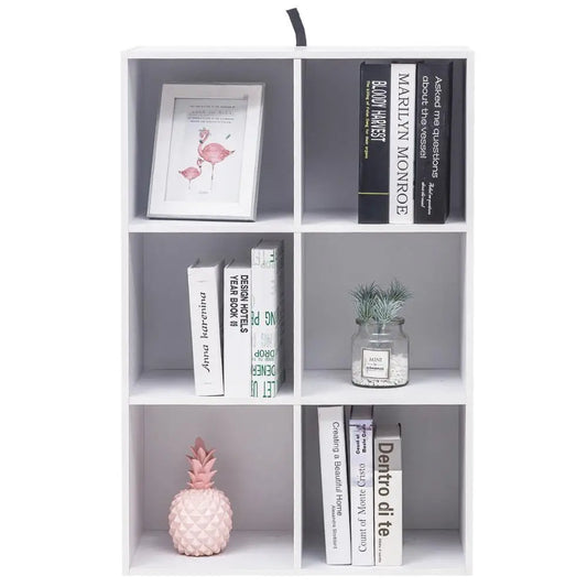 WOLTU Decorative White Bookcase Book Shelf 6 Storage Cubes Unit Freestanding Bookcase for Kitchen Living Room Bedroom Home Decor