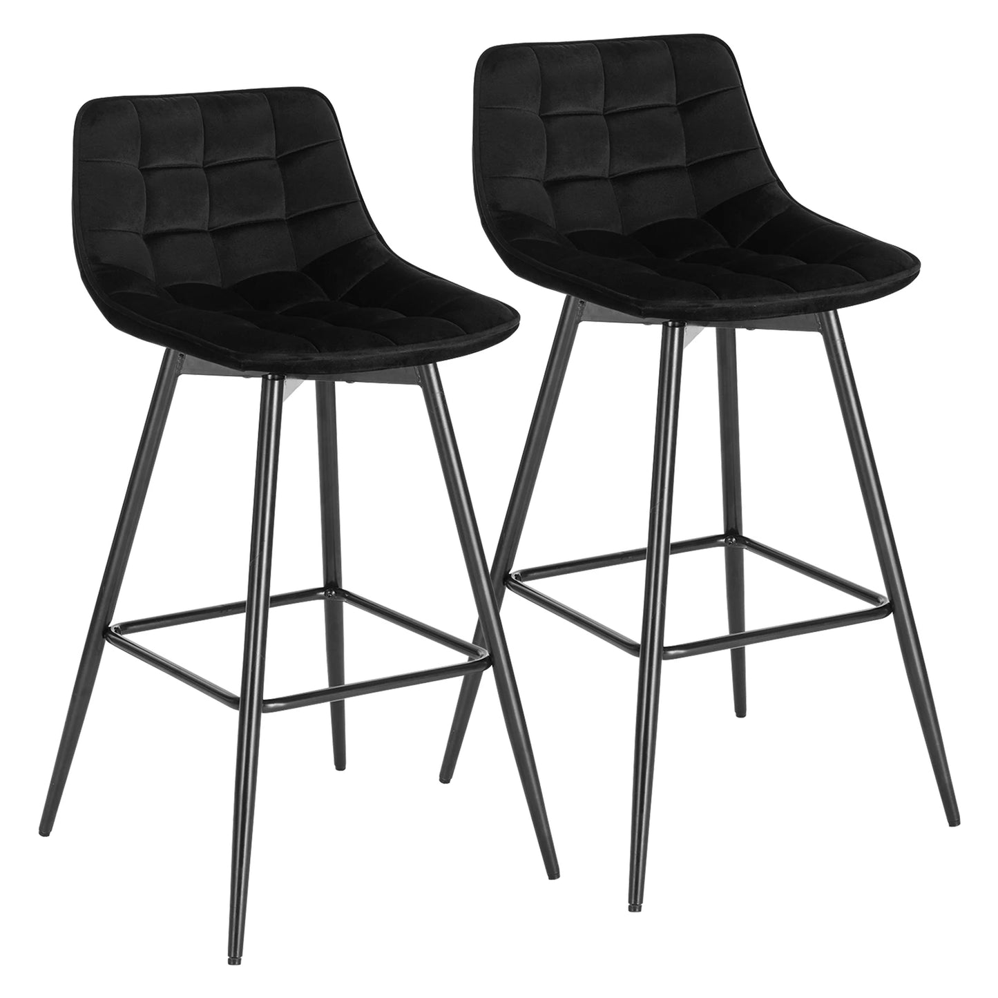 WOLTU 2PCs/set Designer Bar Stool High Chair for Bar Bistro leather/Velvet Seat with Footrest Metal Frame Household Bar Chairs