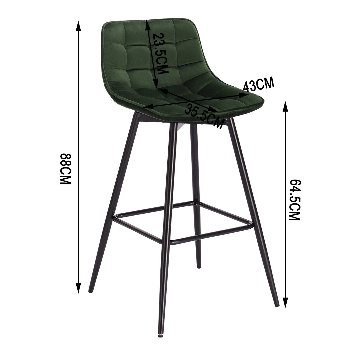 WOLTU 2PCs/set Designer Bar Stool High Chair for Bar Bistro leather/Velvet Seat with Footrest Metal Frame Household Bar Chairs