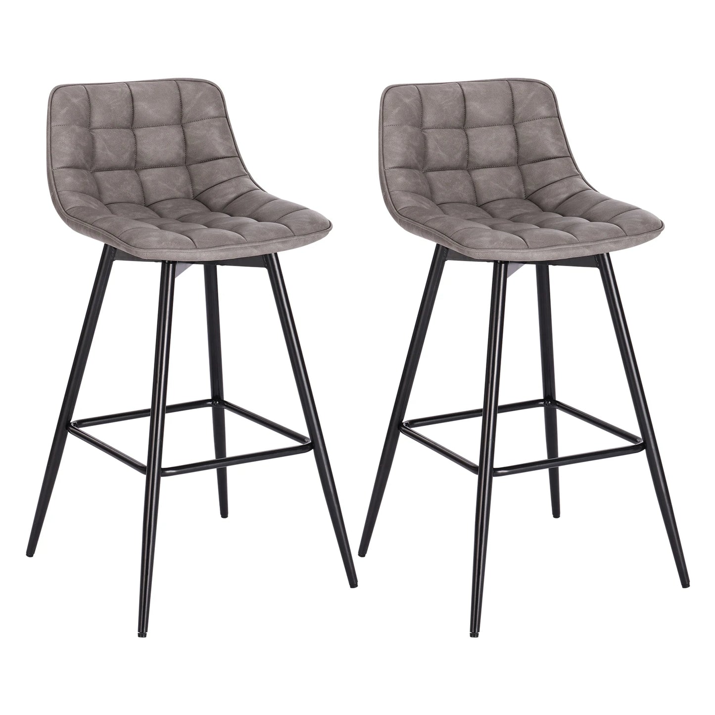 WOLTU 2PCs/set Designer Bar Stool High Chair for Bar Bistro leather/Velvet Seat with Footrest Metal Frame Household Bar Chairs