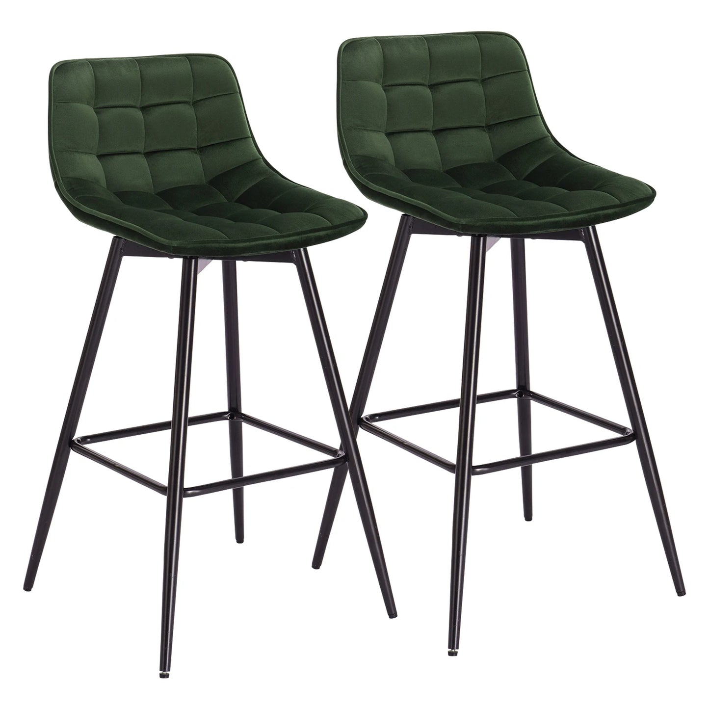 WOLTU 2PCs/set Designer Bar Stool High Chair for Bar Bistro leather/Velvet Seat with Footrest Metal Frame Household Bar Chairs