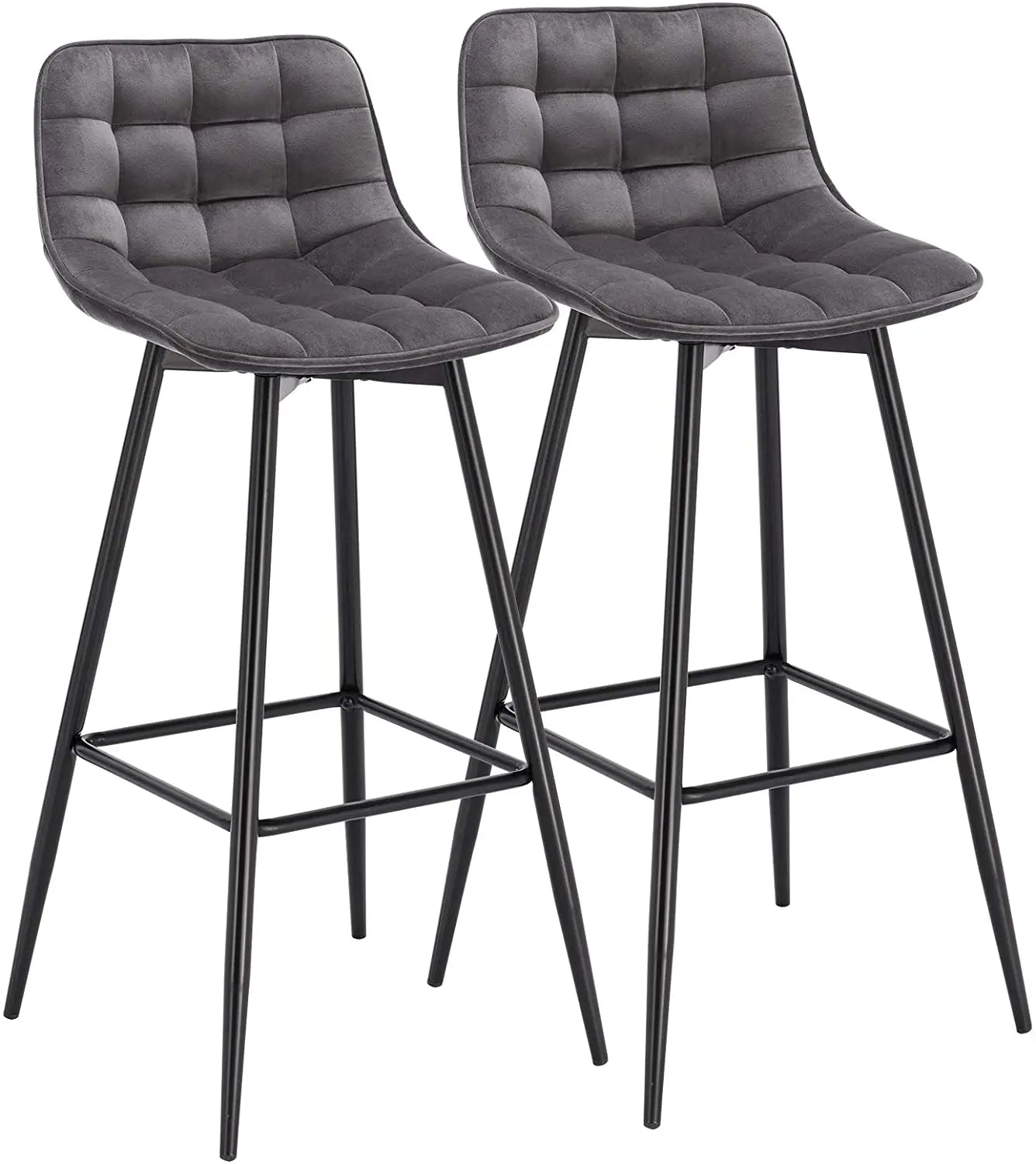 WOLTU 2PCs/set Designer Bar Stool High Chair for Bar Bistro leather/Velvet Seat with Footrest Metal Frame Household Bar Chairs