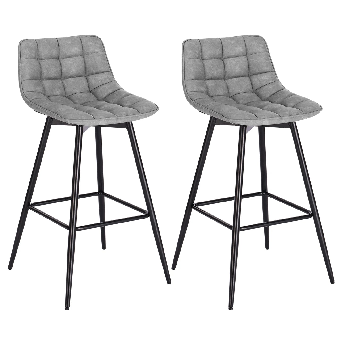 WOLTU 2PCs/set Designer Bar Stool High Chair for Bar Bistro leather/Velvet Seat with Footrest Metal Frame Household Bar Chairs