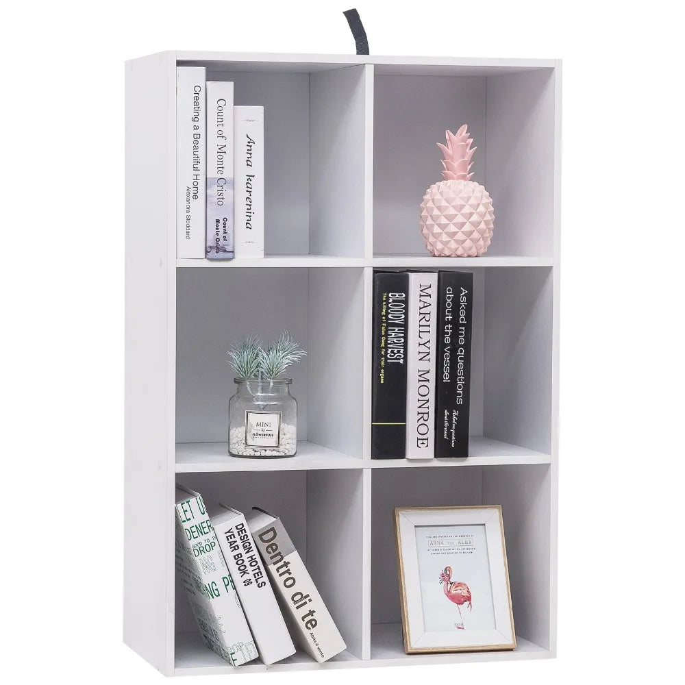 WOLTU Decorative White Bookcase Book Shelf 6 Storage Cubes Unit Freestanding Bookcase for Kitchen Living Room Bedroom Home Decor