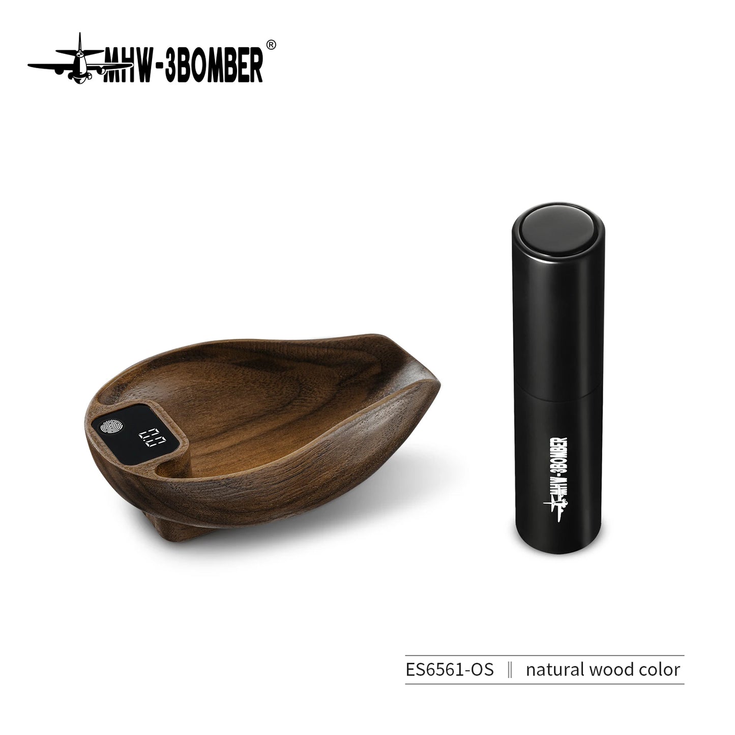 MHW-3BOMBER Coffee Scale Rechargeable Food Kitchen Scale 0.3g Precise Wooden Digital Bean Scale with Spray Bottle Barista Tool