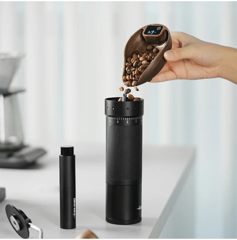 MHW-3BOMBER Coffee Scale Rechargeable Food Kitchen Scale 0.3g Precise Wooden Digital Bean Scale with Spray Bottle Barista Tool