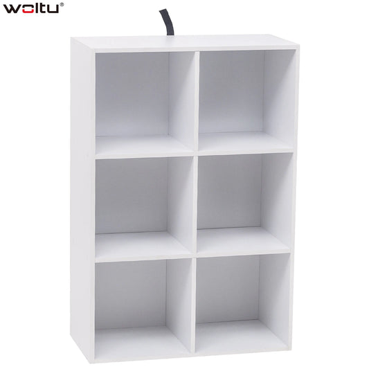 WOLTU Decorative White Bookcase Book Shelf 6 Storage Cubes Unit Freestanding Bookcase for Kitchen Living Room Bedroom Home Decor