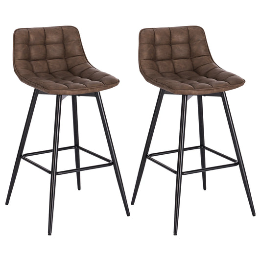 WOLTU 2PCs/set Designer Bar Stool High Chair for Bar Bistro leather/Velvet Seat with Footrest Metal Frame Household Bar Chairs