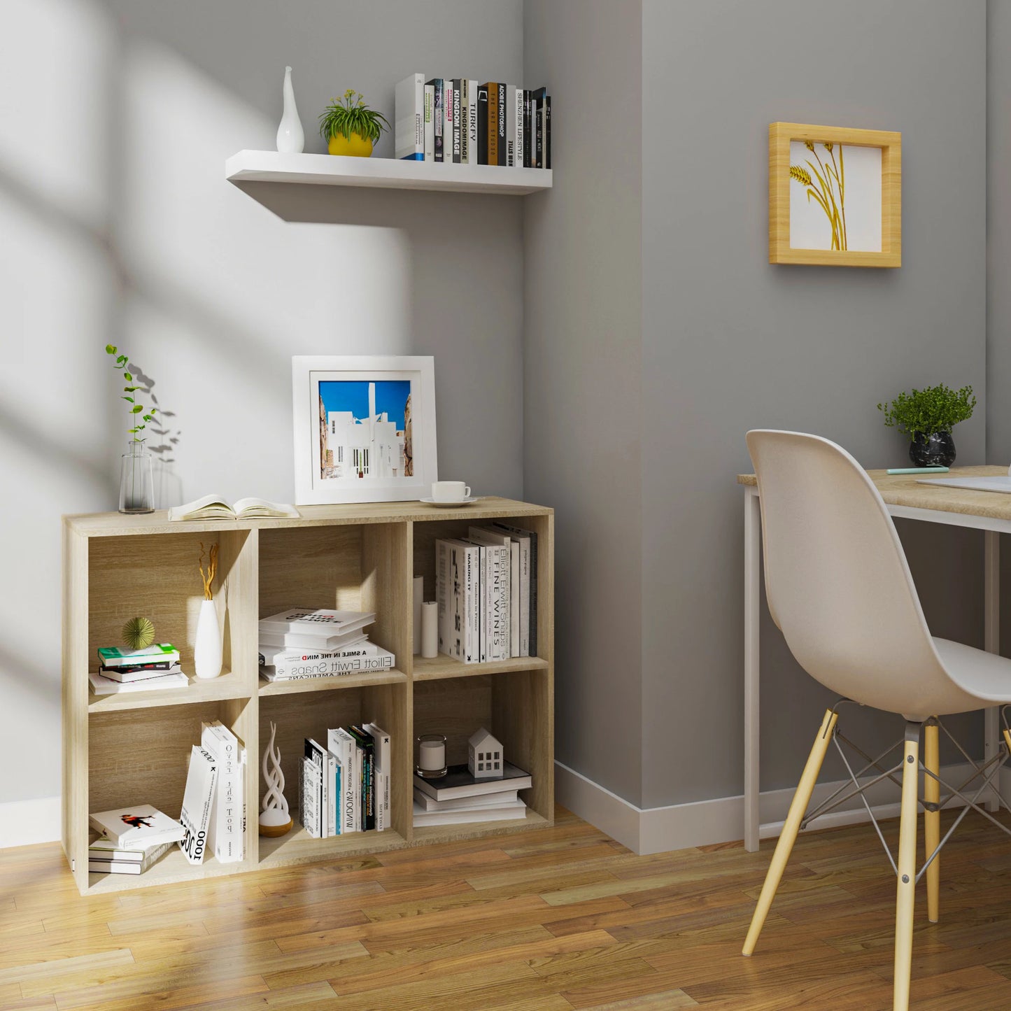 WOLTU Decorative White Bookcase Book Shelf 6 Storage Cubes Unit Freestanding Bookcase for Kitchen Living Room Bedroom Home Decor